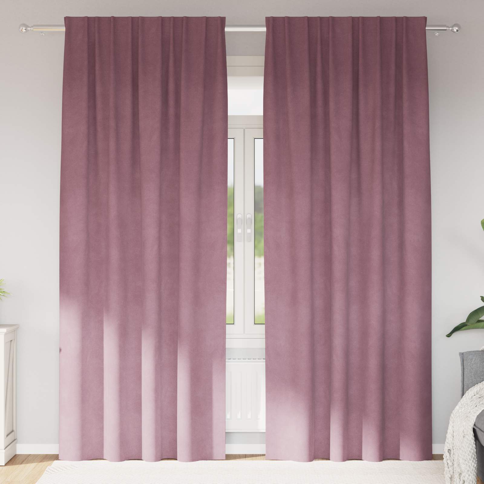 vidaXL Zasłony zaciemniające 2 pcs Ciemny Róż 140 x 225 cm Aksamit