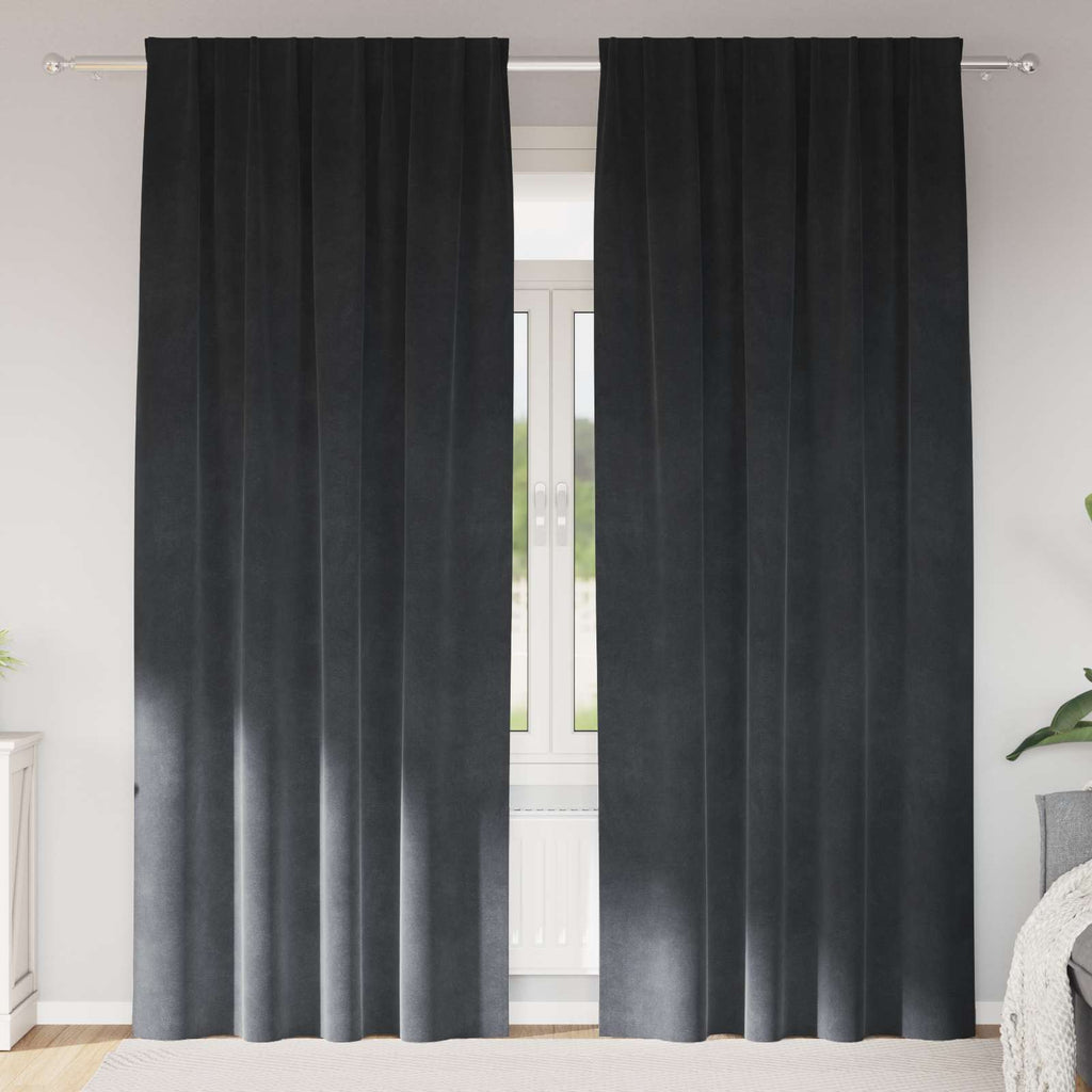 vidaXL Zasłony zaciemniające 2 pcs Jasnoszary 140 x 225 cm Aksamit