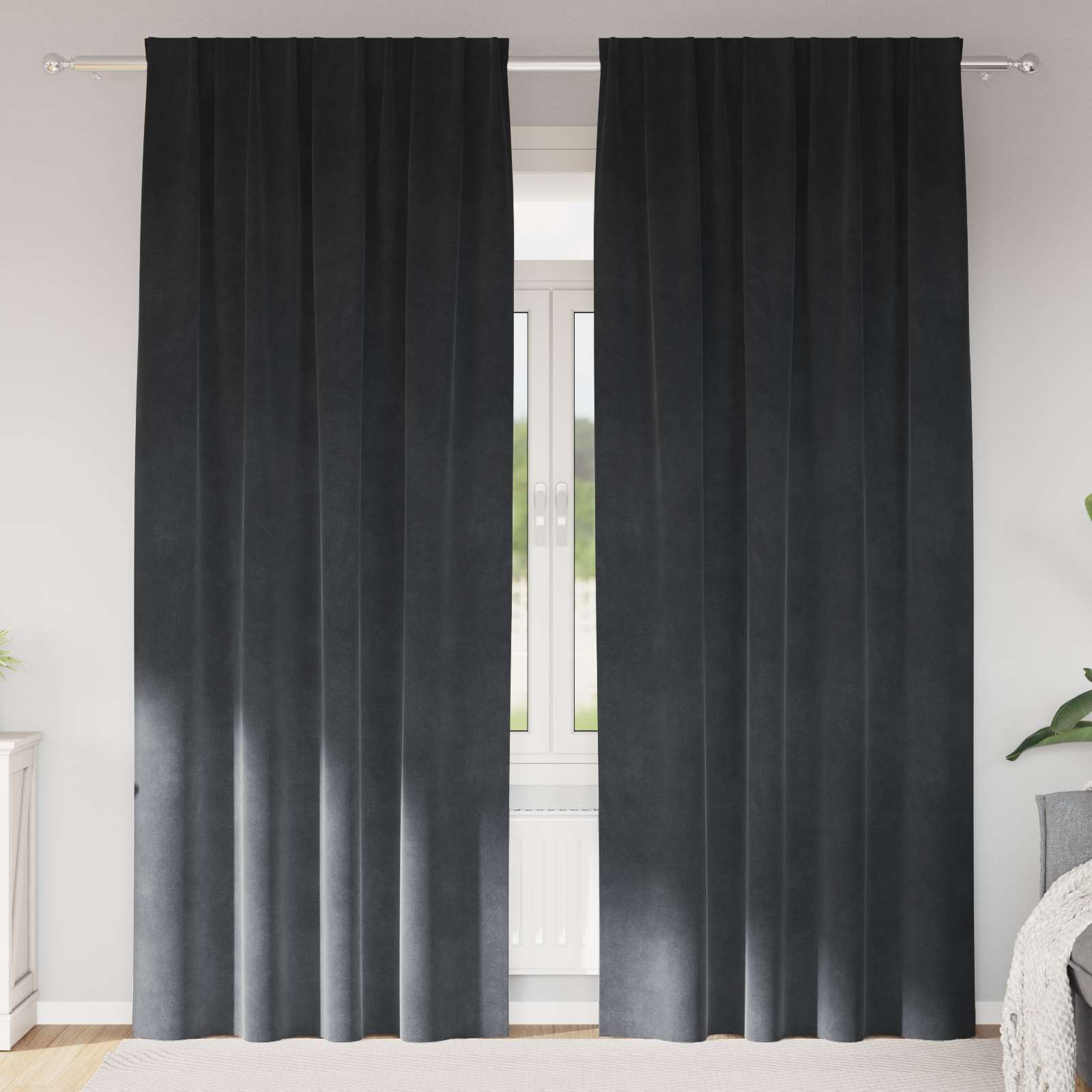 vidaXL Zasłony zaciemniające 2 pcs Jasnoszary 140 x 245 cm Aksamit