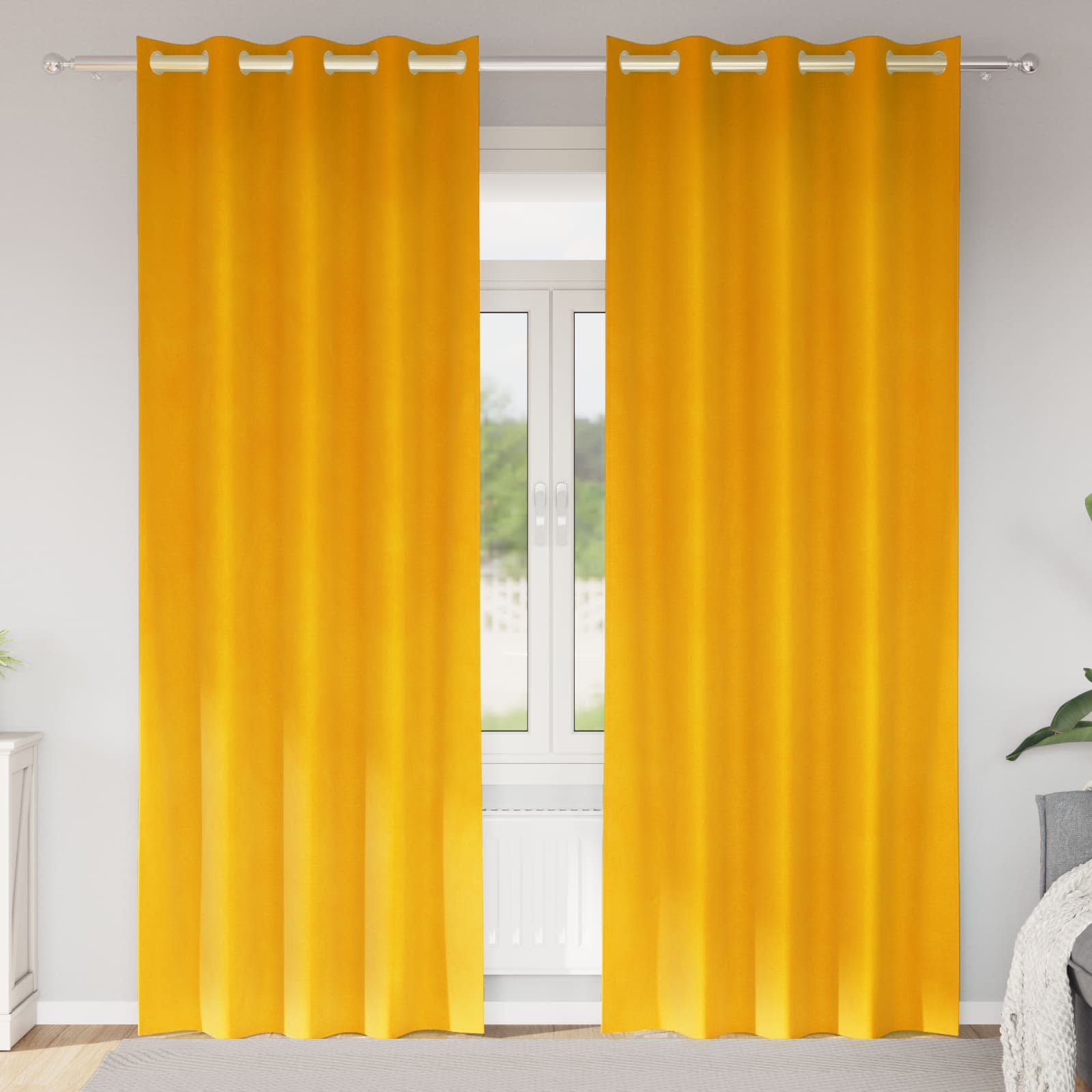 vidaXL Zasłony zaciemniające 2 pcs Musztardowy Żółty 140 x 245 cm