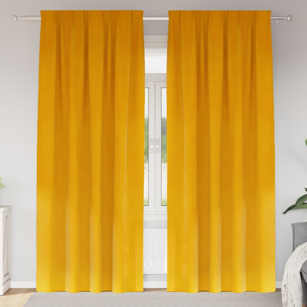 vidaXL Zasłony zaciemniające 2 pcs Musztardowy Żółty 140 x 225 cm