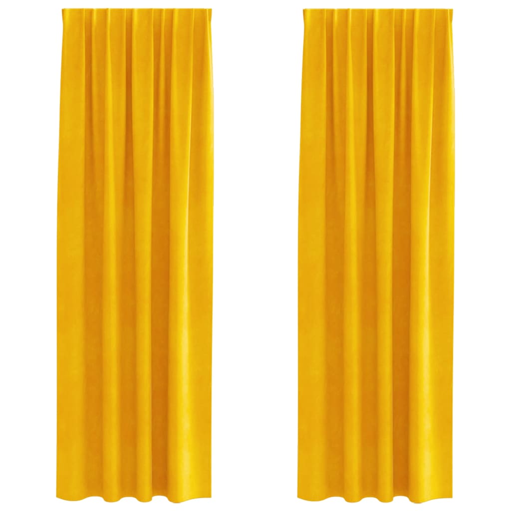 vidaXL Zasłony zaciemniające 2 pcs Musztardowy Żółty 140 x 225 cm