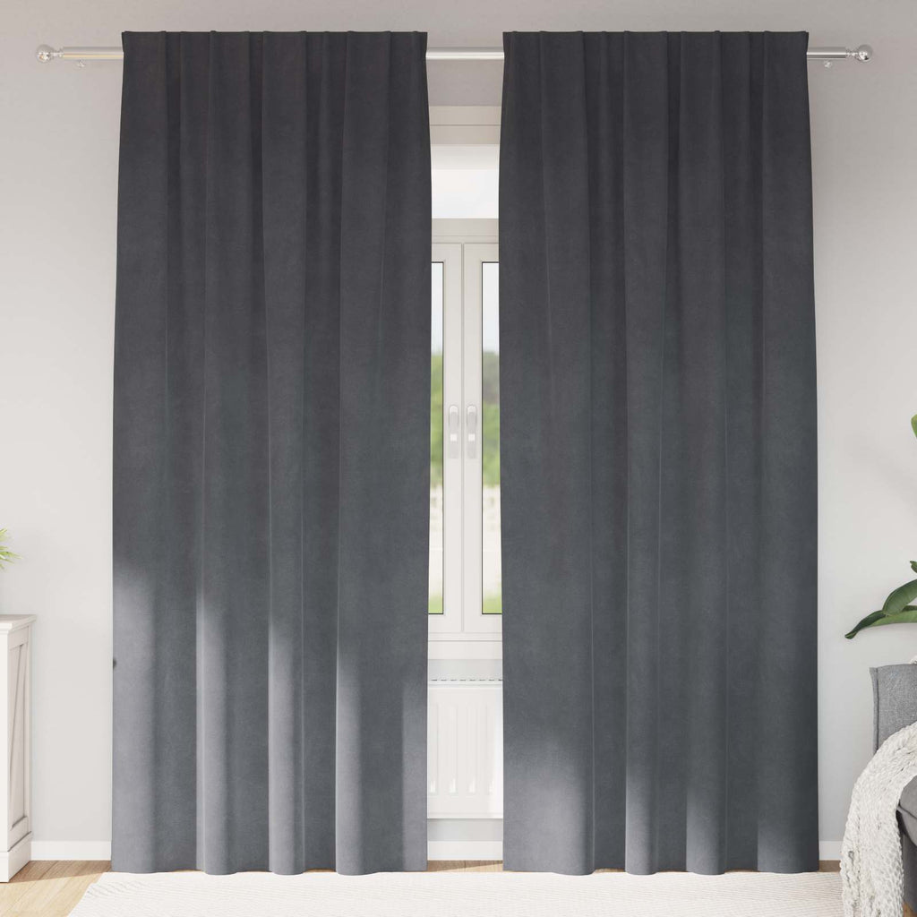 vidaXL Zasłony zaciemniające 2 pcs Jasnoszary 140 x 245 cm Aksamit
