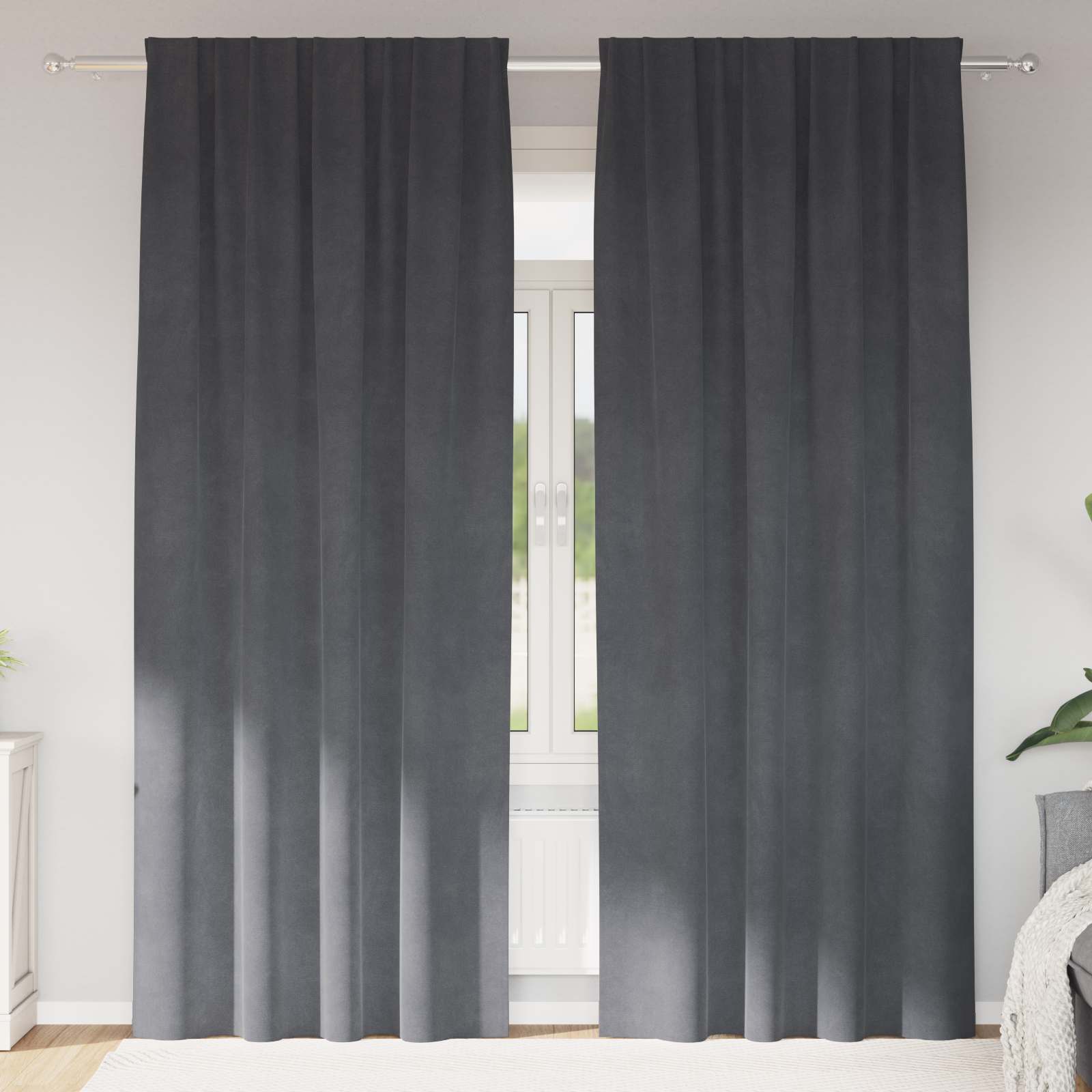 vidaXL Zasłony zaciemniające 2 pcs Jasnoszary 140 x 260 cm Aksamit