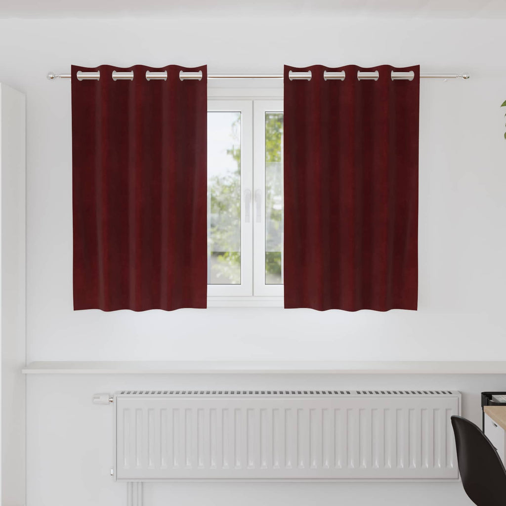vidaXL Zasłony zaciemniające 2 pcs Czerwone wino 140 x 140 cm Aksamit
