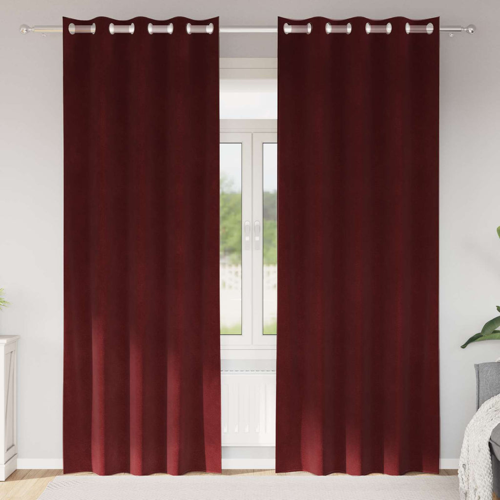 vidaXL Zasłony zaciemniające 2 pcs Czerwone wino 140 x 225 cm Aksamit