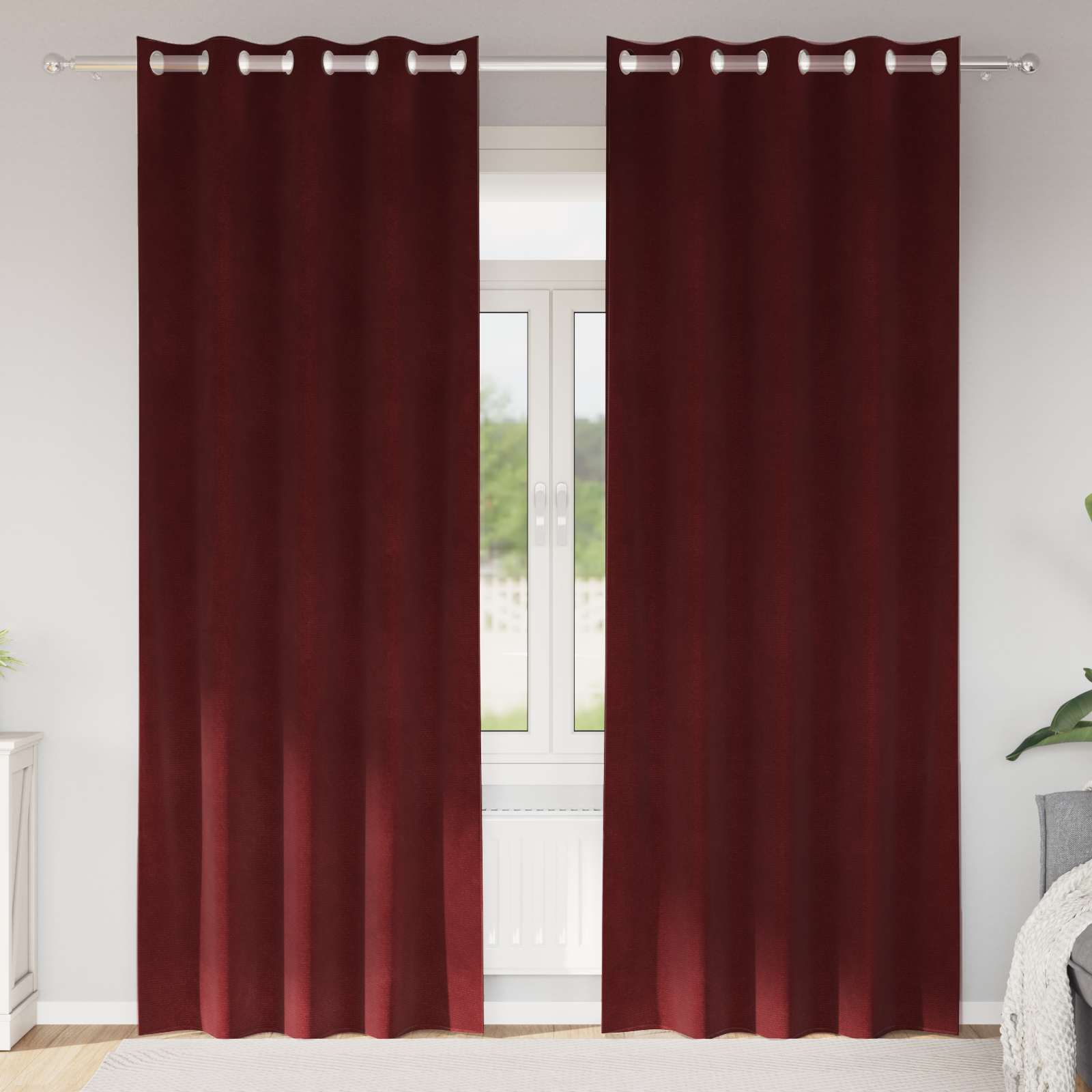 vidaXL Zasłony zaciemniające 2 pcs Czerwone wino 140 x 225 cm Aksamit