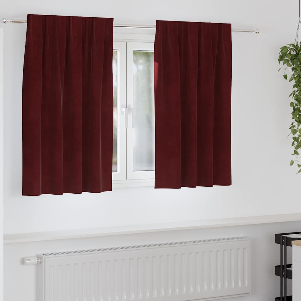vidaXL Zasłony zaciemniające 2 pcs Czerwone wino 140 x 140 cm Aksamit