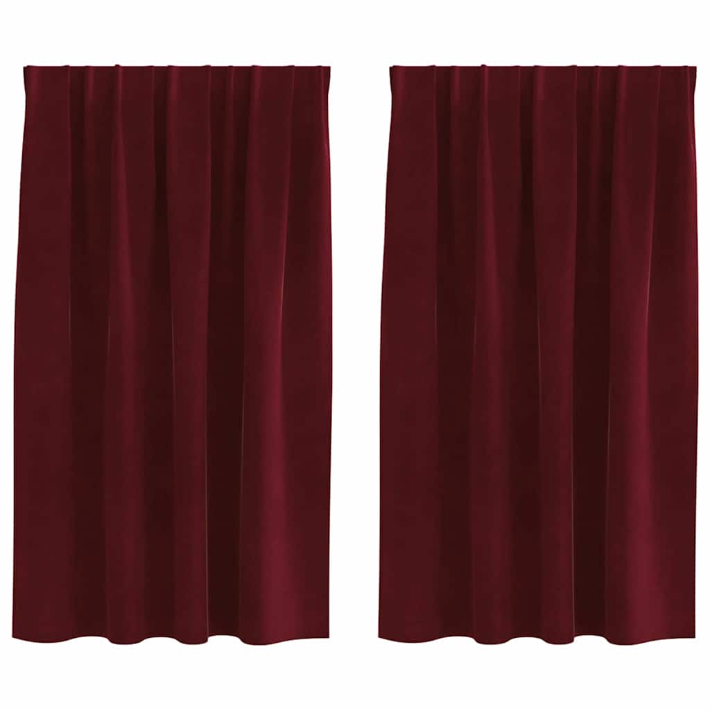 vidaXL Zasłony zaciemniające 2 pcs Czerwone wino 140 x 140 cm Aksamit