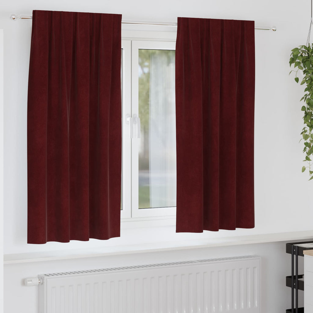 vidaXL Zasłony zaciemniające 2 pcs Czerwone wino 140 x 175 cm Aksamit