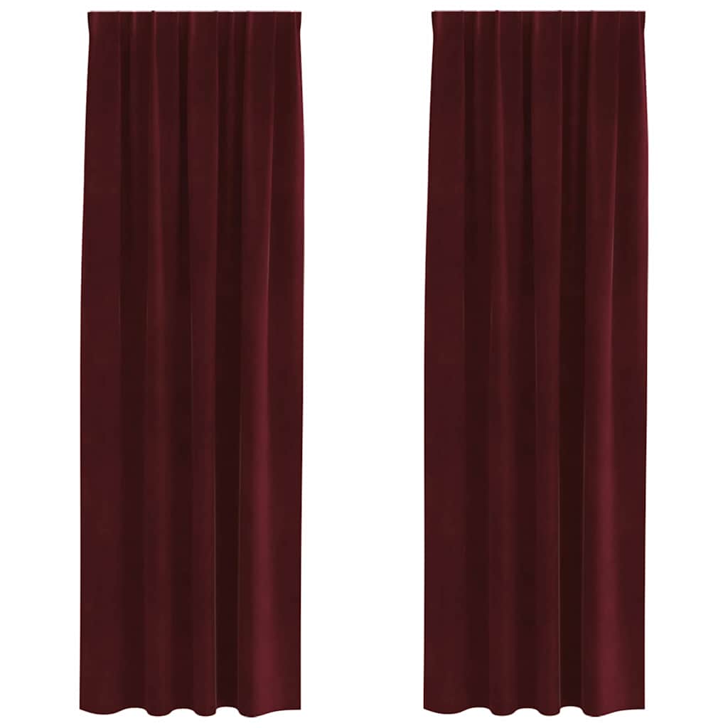 vidaXL Zasłony zaciemniające 2 pcs Czerwone wino 140 x 225 cm Aksamit