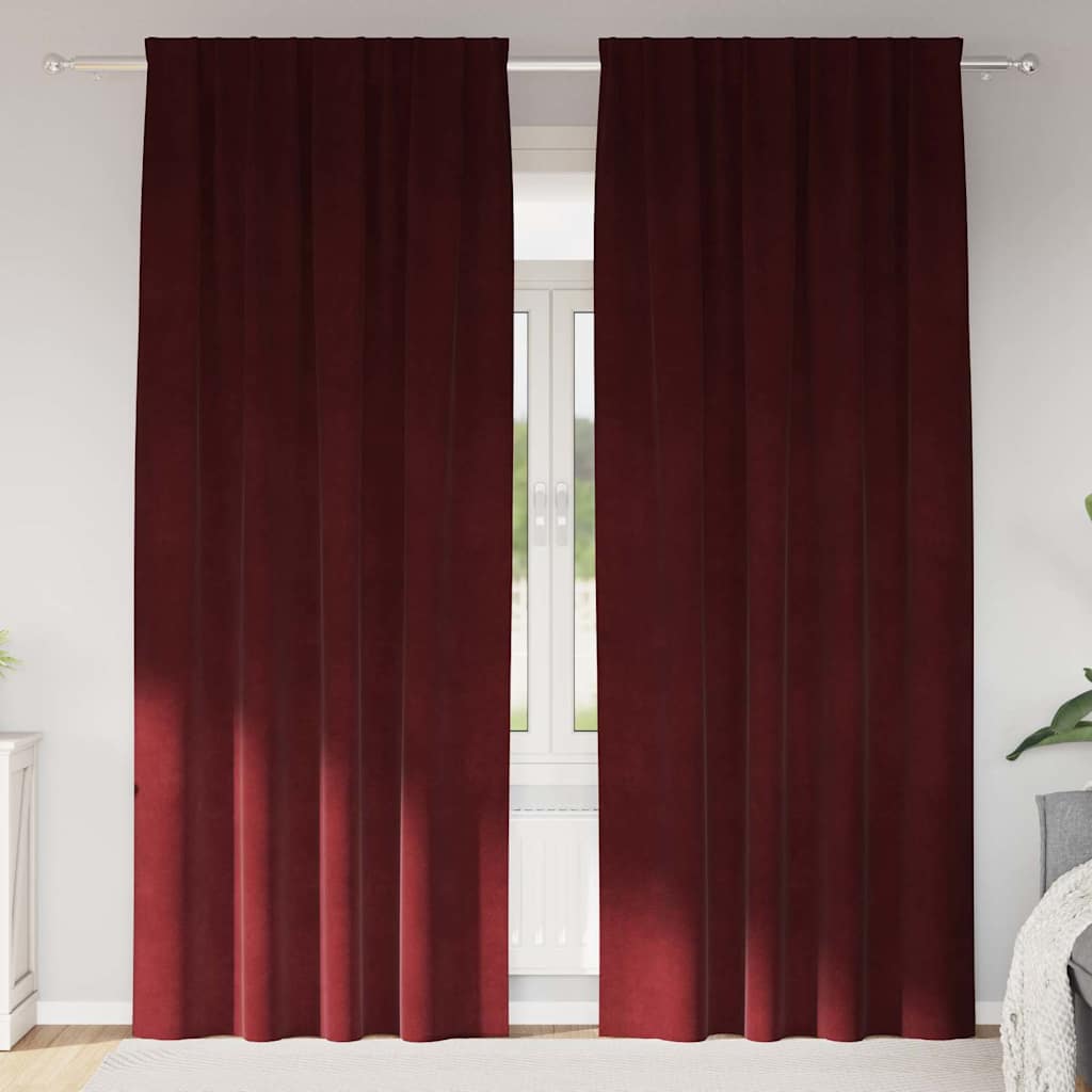 vidaXL Zasłony zaciemniające 2 pcs Czerwone wino 140 x 245 cm Aksamit