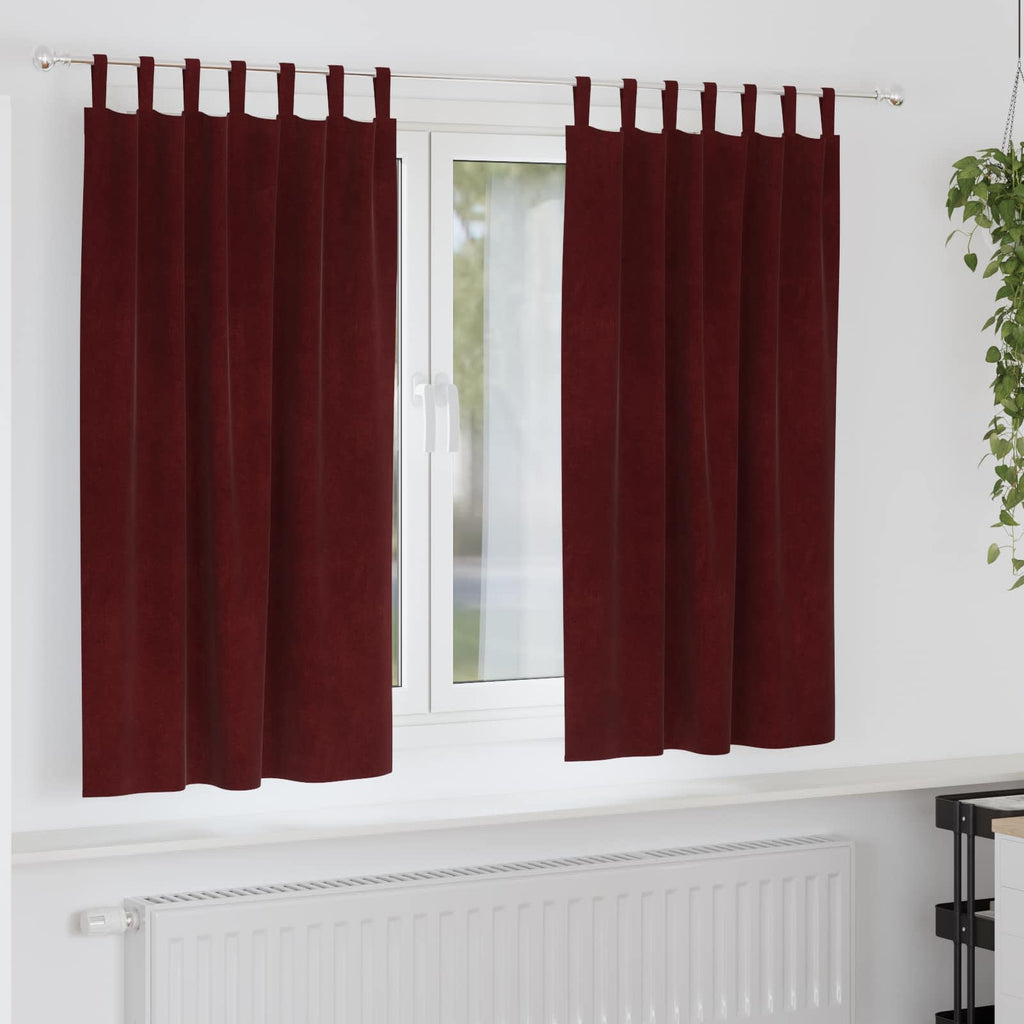 vidaXL Zasłony zaciemniające 2 pcs Czerwone wino 140 x 175 cm Aksamit
