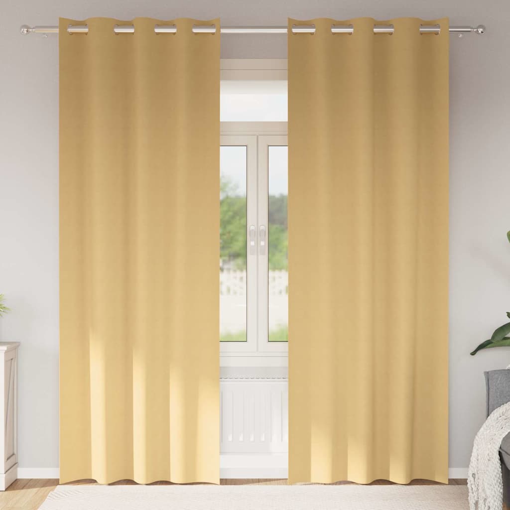 vidaXL Firany blackout z kółkami 2 pcs Beżowy 225 x 140 cm Poliester