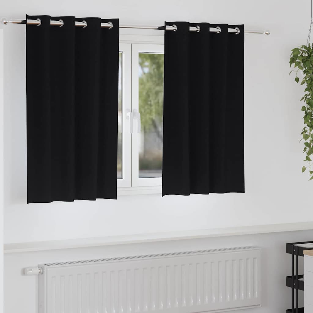 vidaXL Firany blackout z kółkami 2 pcs Czarny 140 x 140 cm Poliester