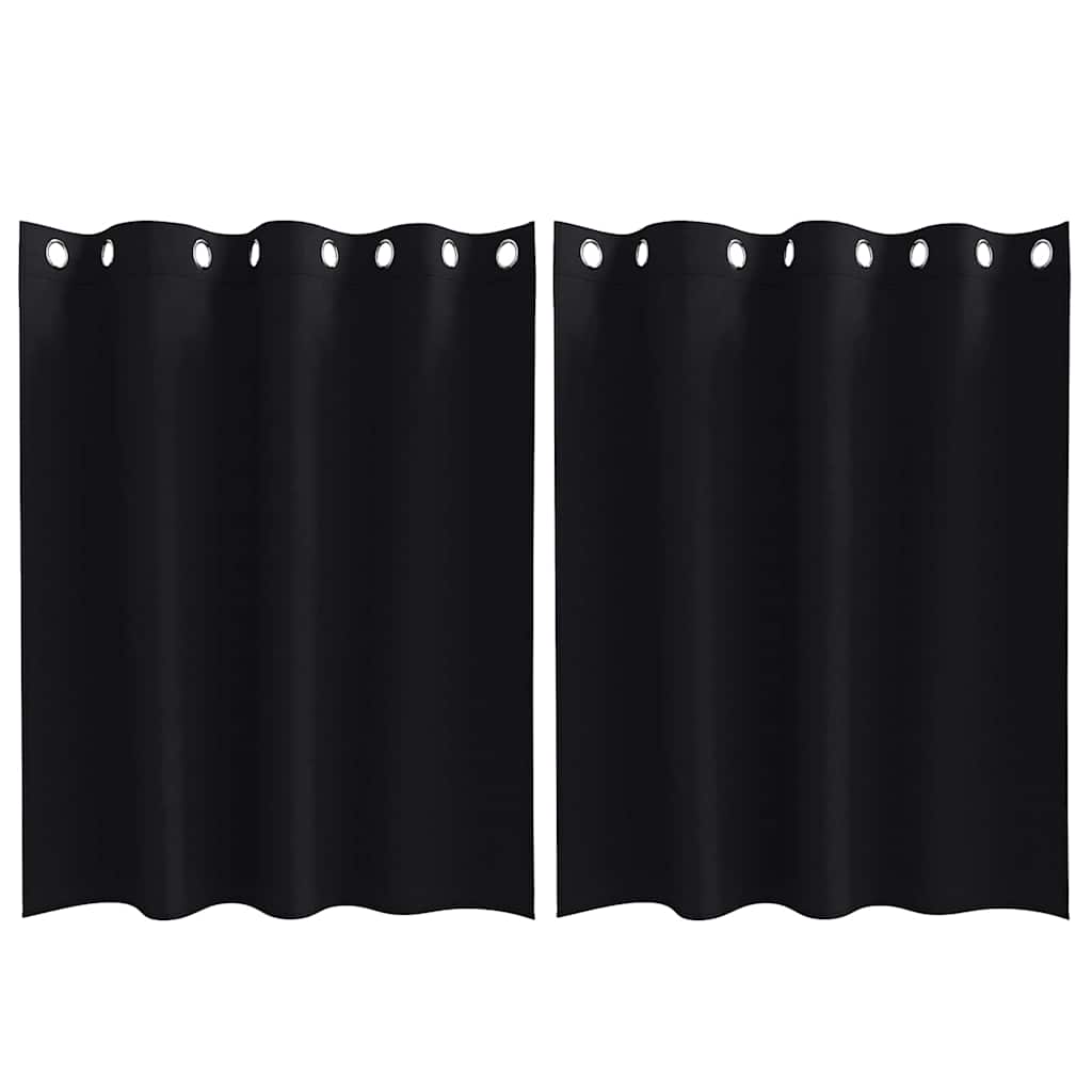vidaXL Firany blackout z kółkami 2 pcs Czarny 140 x 140 cm Poliester