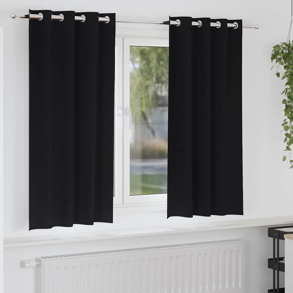 vidaXL Firany blackout z kółkami 2 pcs Czarny 175 x 140 cm Poliester