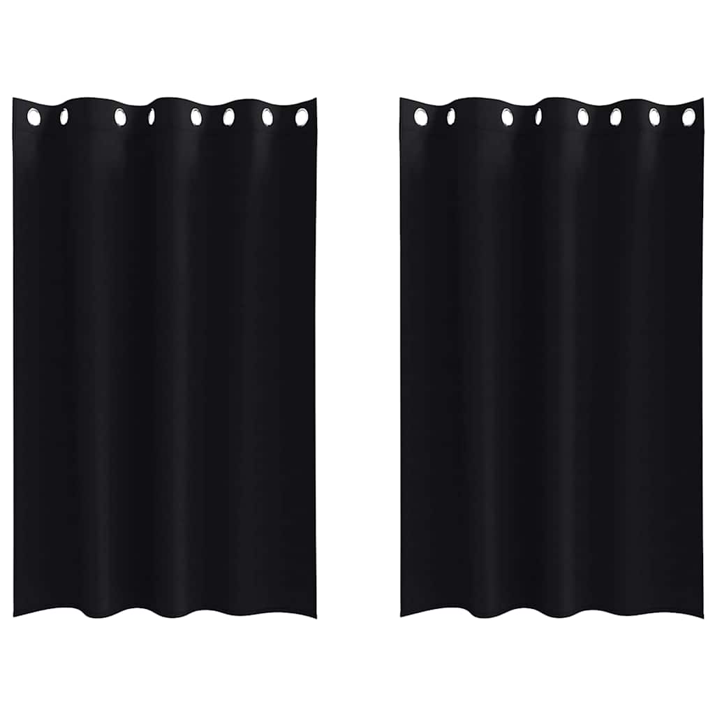 vidaXL Firany blackout z kółkami 2 pcs Czarny 175 x 140 cm Poliester