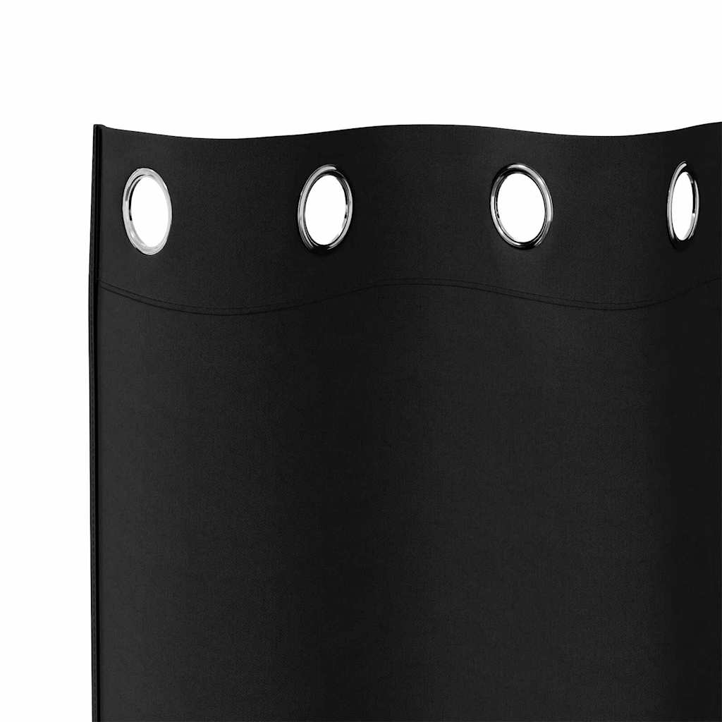 vidaXL Firany blackout z kółkami 2 pcs Czarny 225 x 140 cm Poliester