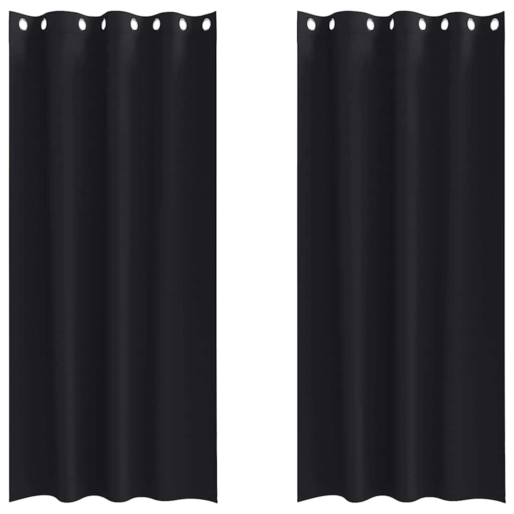 vidaXL Firany blackout z kółkami 2 pcs Czarny 225 x 140 cm Poliester