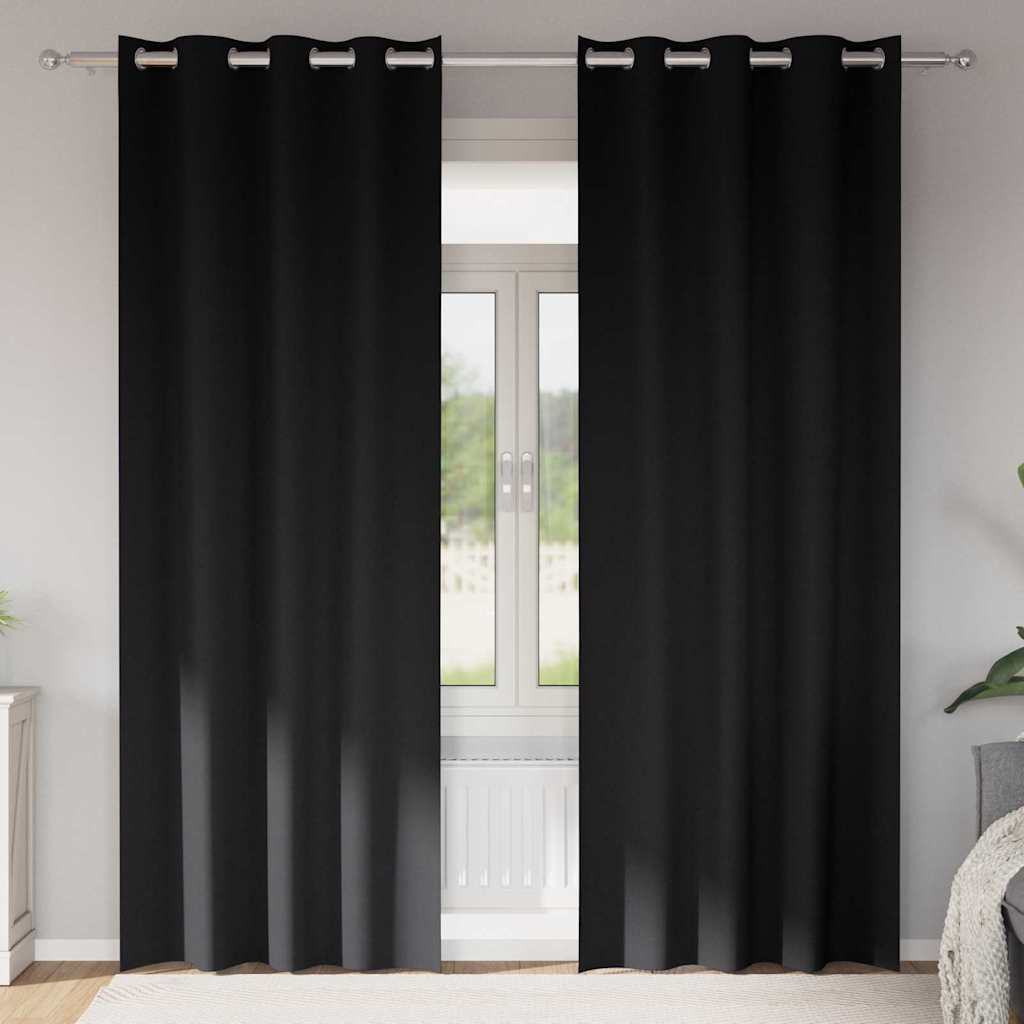 vidaXL Firany blackout z kółkami 2 pcs Czarny 245 x 140 cm Poliester