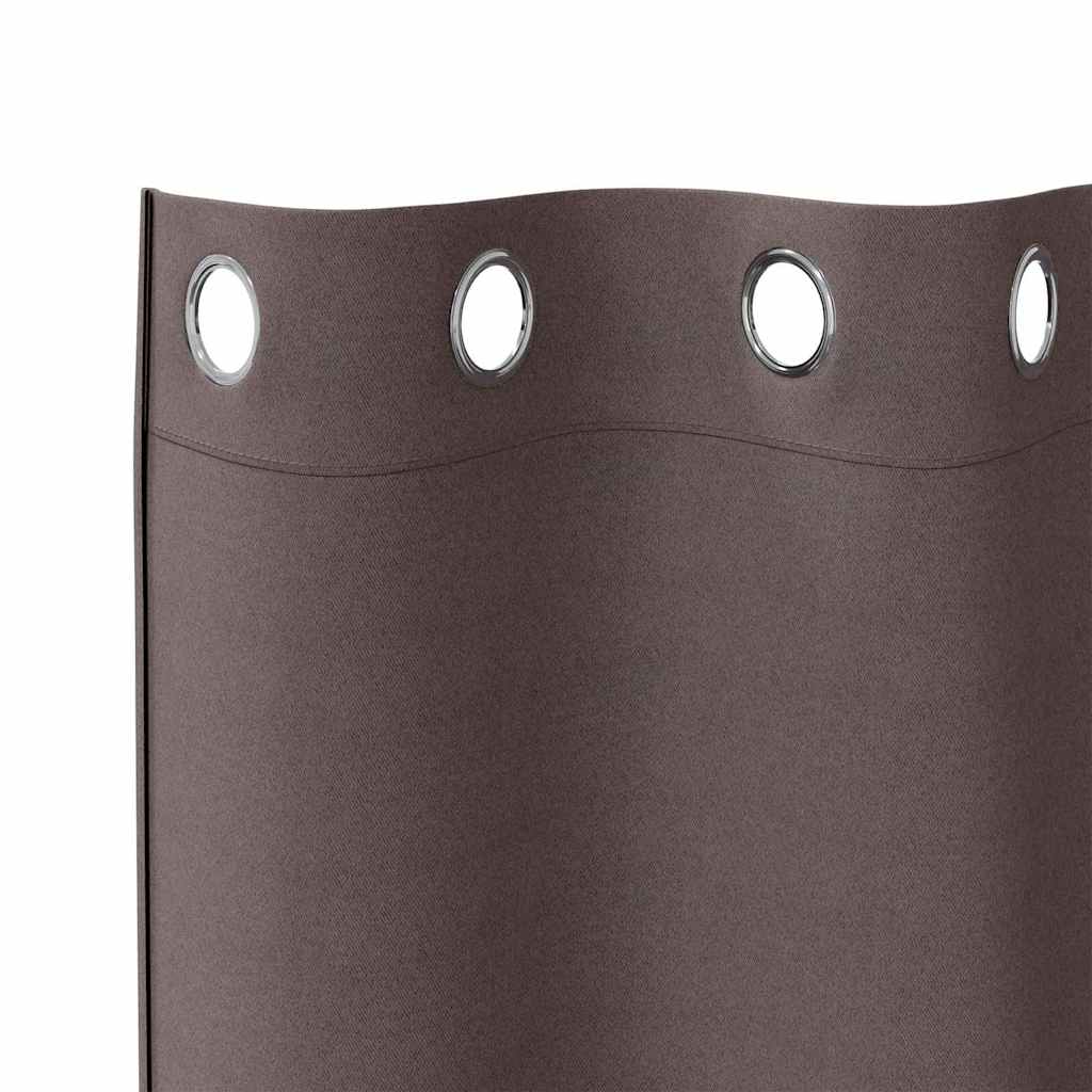 vidaXL Firany blackout z kółkami 2 pcs Ciemny brąz 260 x 140 cm