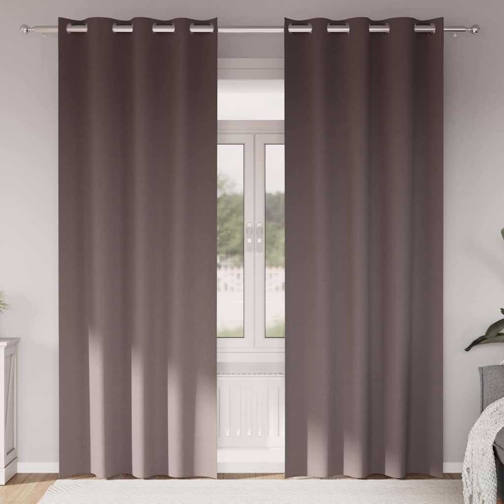 vidaXL Firany blackout z kółkami 2 pcs Ciemny brąz 260 x 140 cm