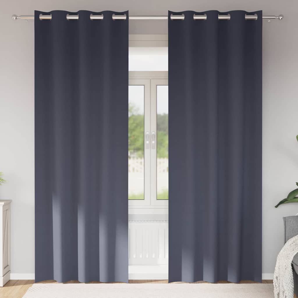 vidaXL Firany blackout z kółkami 2 pcs Antracyt 225 x 140 cm Poliester