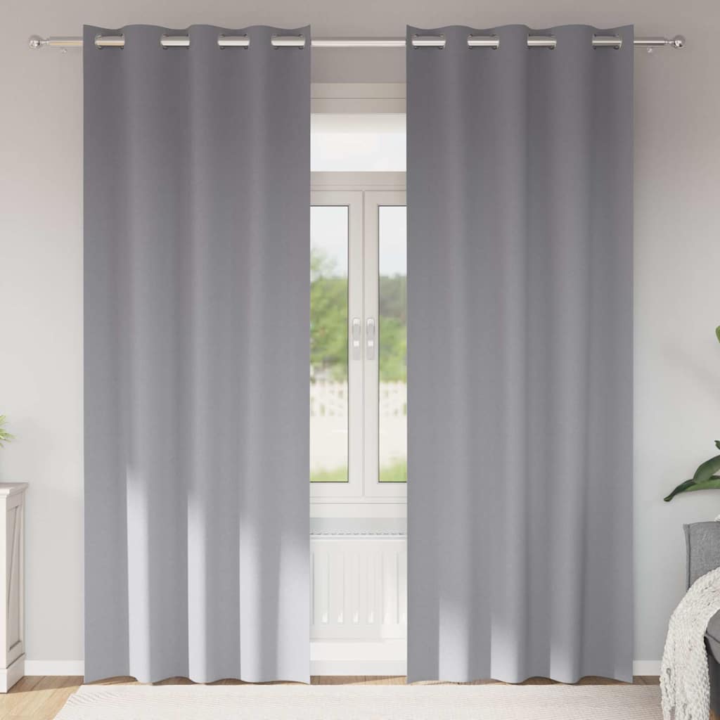vidaXL Firany blackout z kółkami 2 pcs Jasnoszary 245 x 140 cm