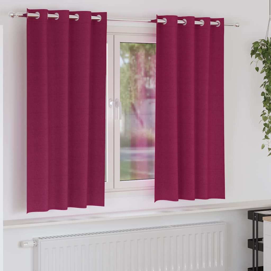 vidaXL Firany blackout z kółkami 2 pcs Czerwone wino 175 x 140 cm