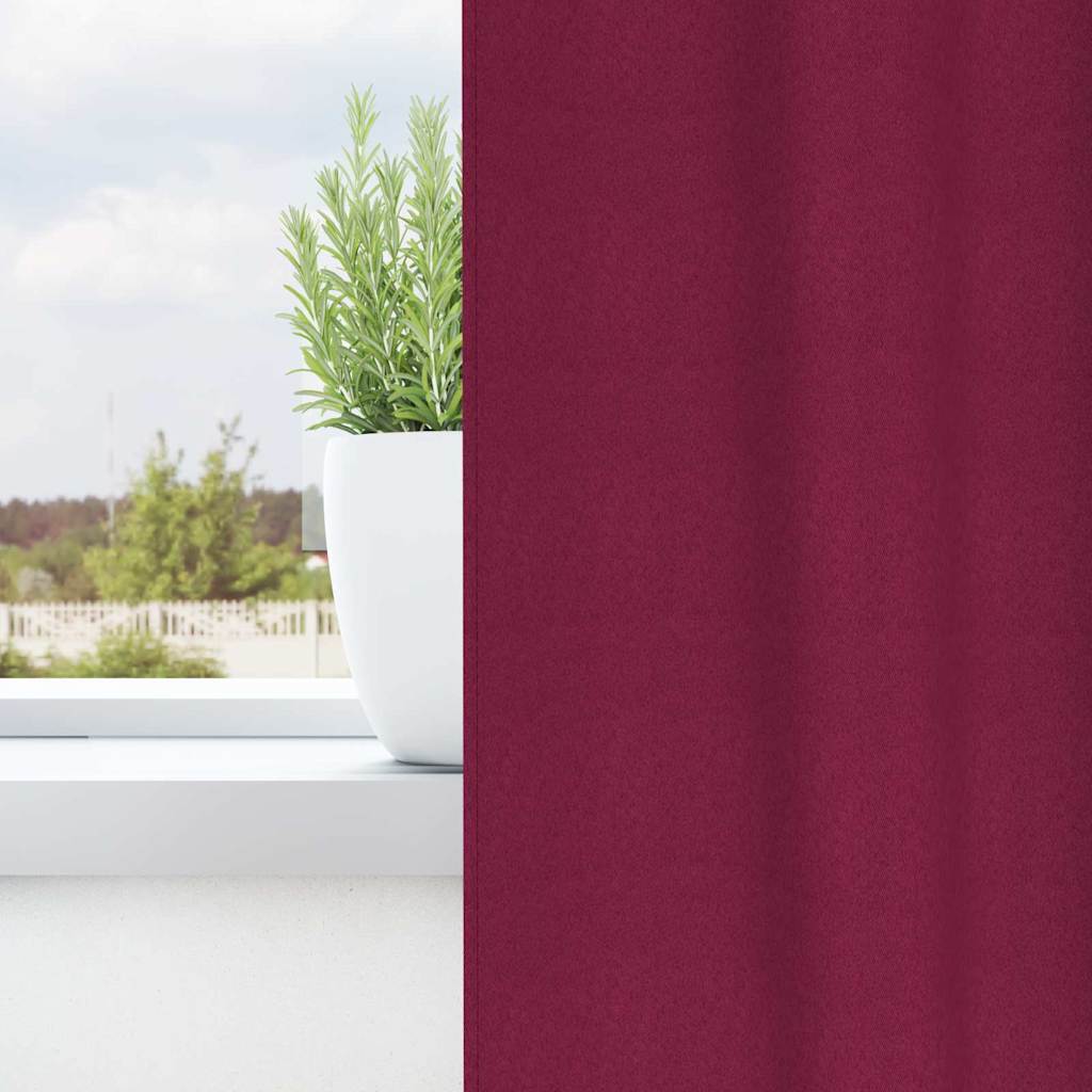 vidaXL Firany blackout z kółkami 2 pcs Czerwone wino 245 x 140 cm
