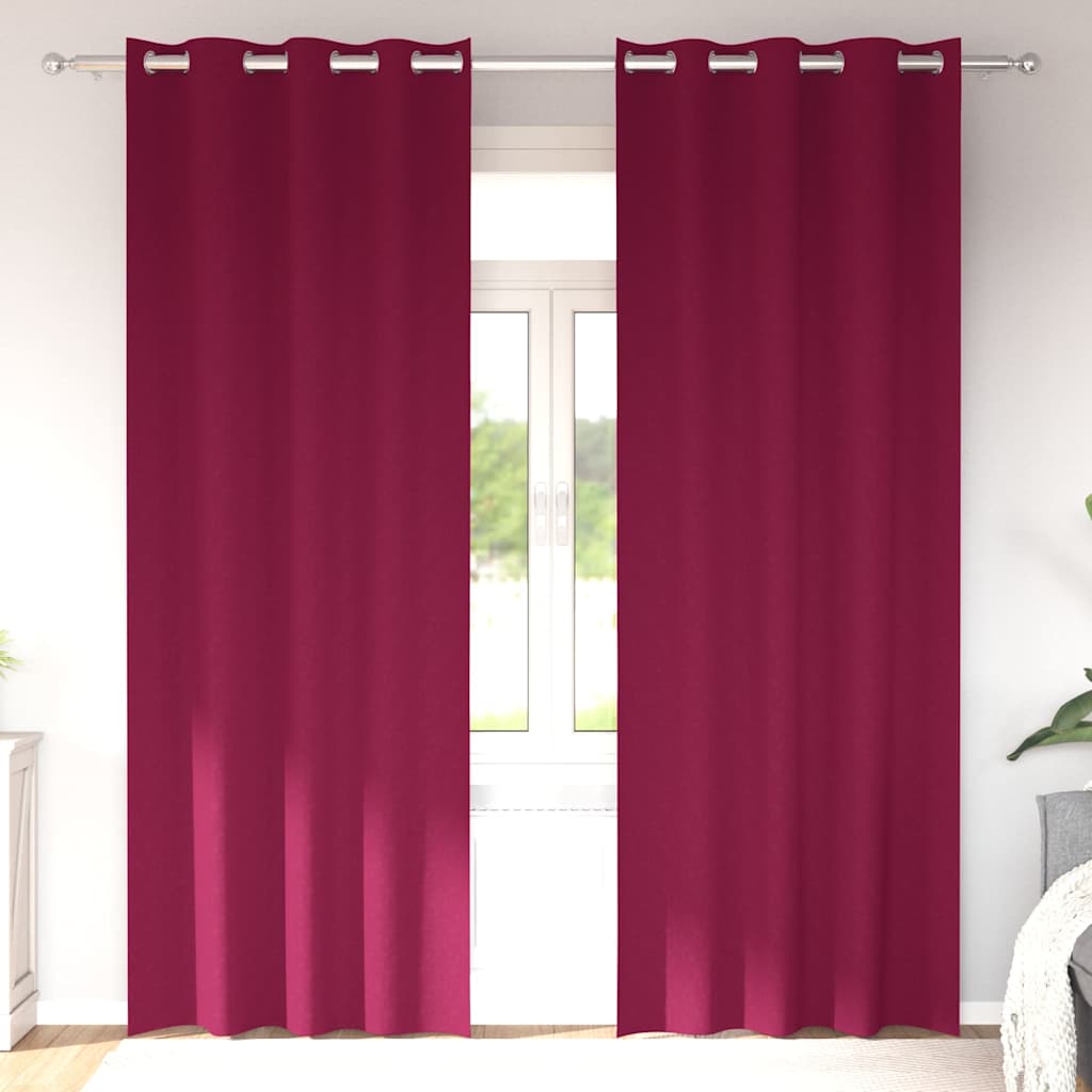 vidaXL Firany blackout z kółkami 2 pcs Czerwone wino 245 x 140 cm