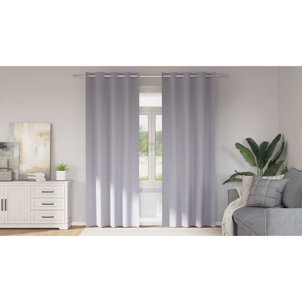 vidaXL Firany blackout z kółkami 2 pcs Metaliczny Szary 225 x 140 cm
