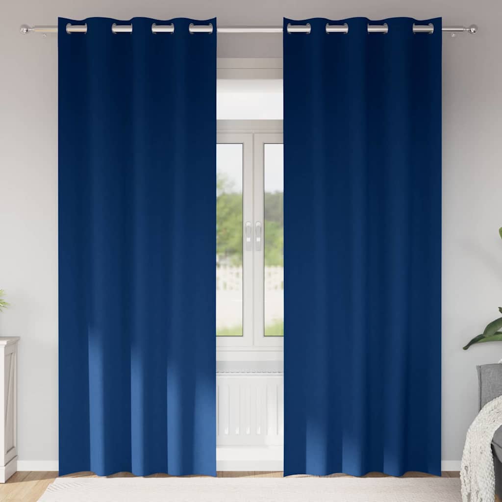 vidaXL Firany blackout z kółkami 2 pcs Ciemnoniebieski 245 x 140 cm