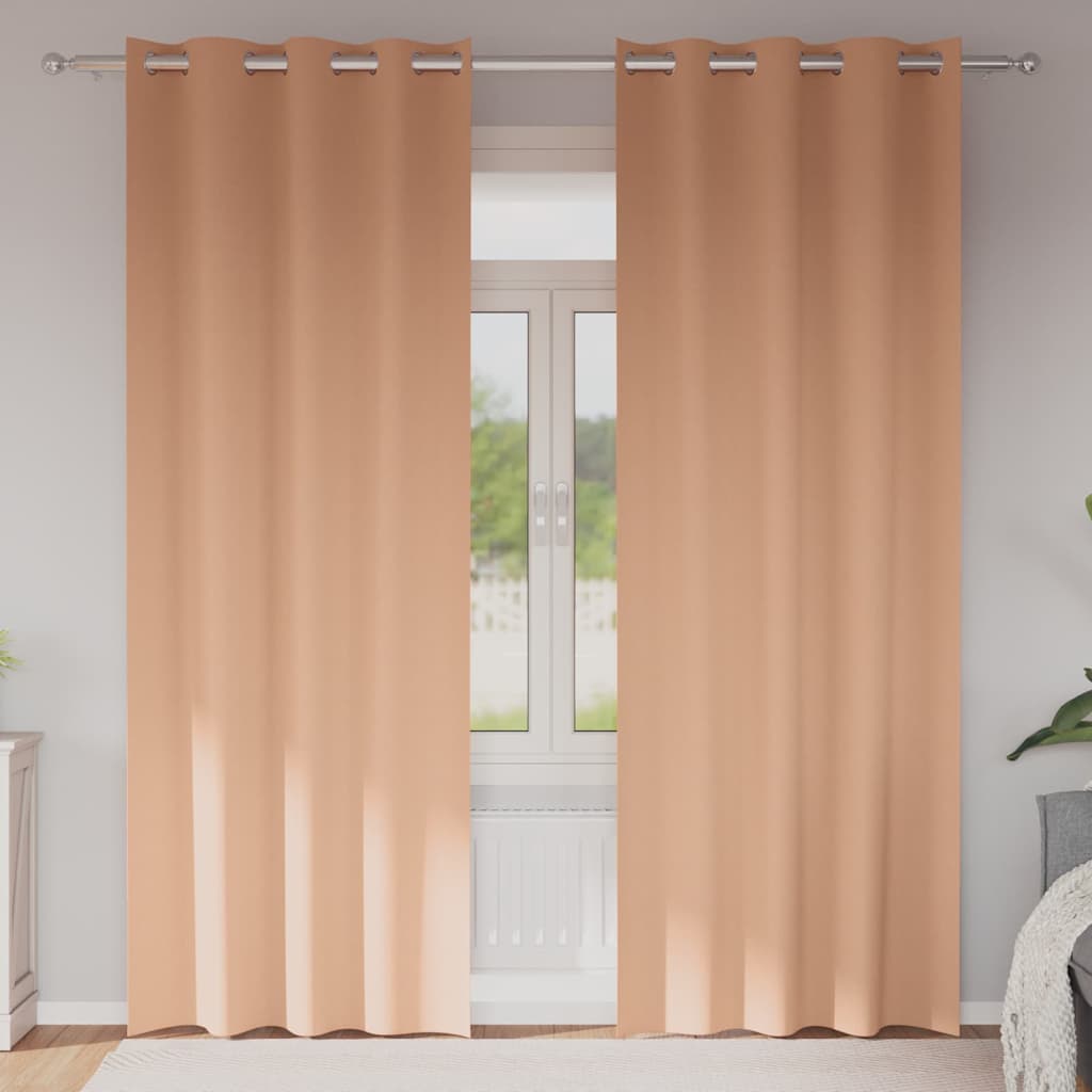 vidaXL Firany blackout z kółkami 2 pcs Jasny Brąz 225 x 140 cm