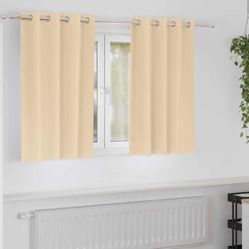 vidaXL Firany blackout z kółkami 2 pcs Kremowy 140 x 140 cm Poliester