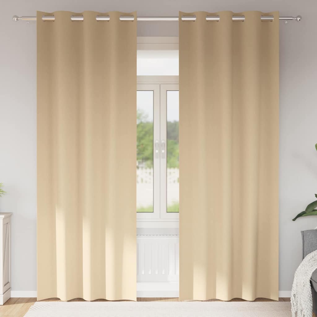 vidaXL Firany blackout z kółkami 2 pcs Kremowy 225 x 140 cm Poliester
