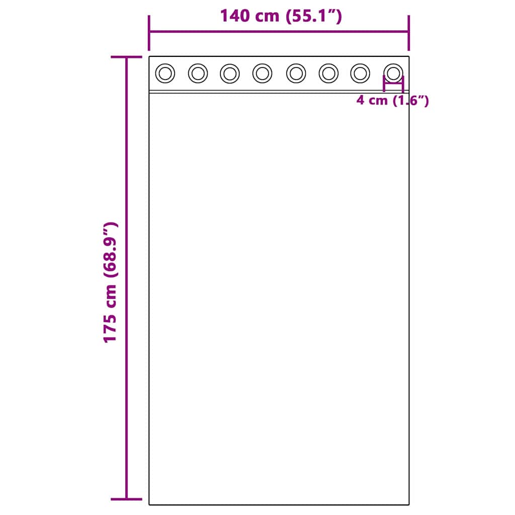 vidaXL Firany blackout z kółkami 2 pcs Zielony 175 x 140 cm Poliester