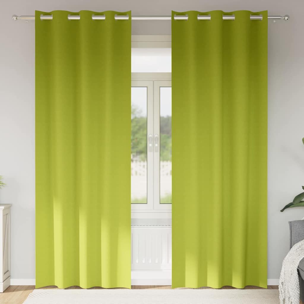 vidaXL Firany blackout z kółkami 2 pcs Zielony 225 x 140 cm Poliester