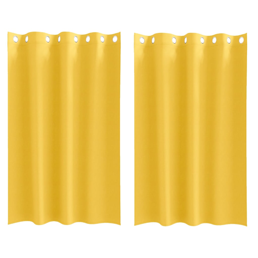 vidaXL Firany blackout z kółkami 2 pcs Musztardowy Żółty 175 x 140 cm