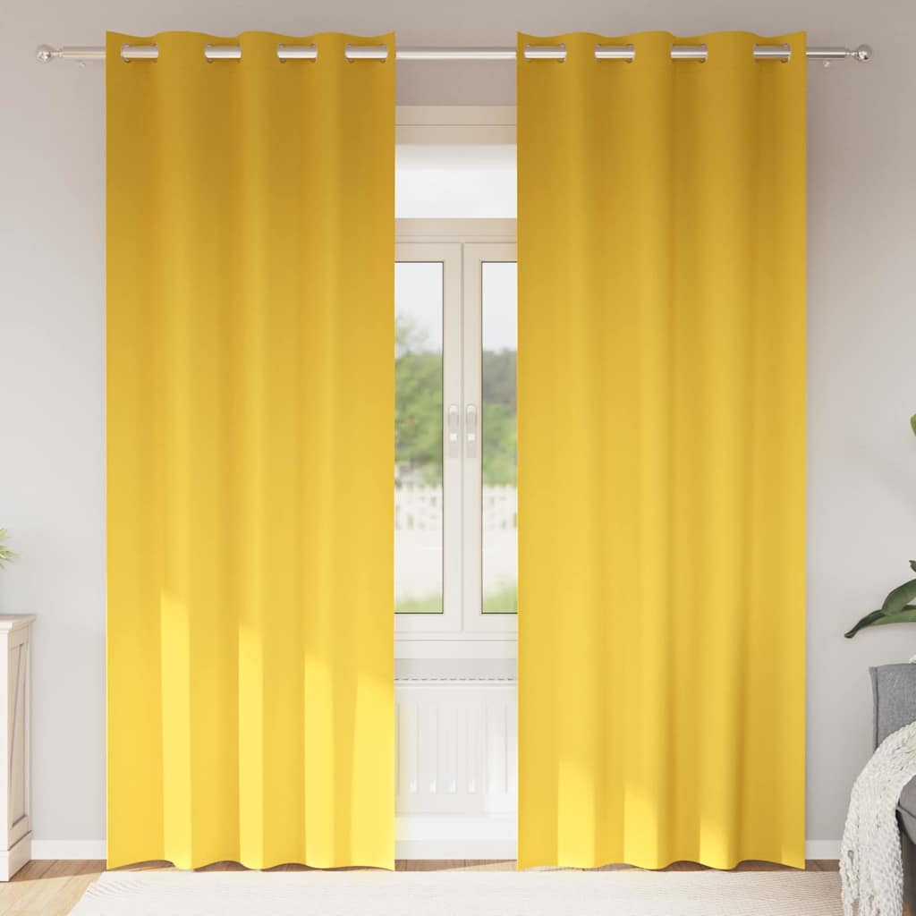 vidaXL Firany blackout z kółkami 2 pcs Musztardowy Żółty 245 x 140 cm