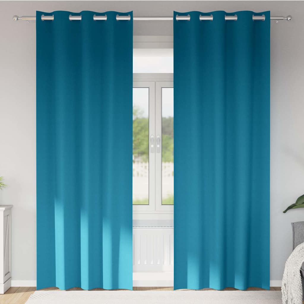 vidaXL Firany blackout z kółkami 2 pcs Turkusowy 245 x 140 cm