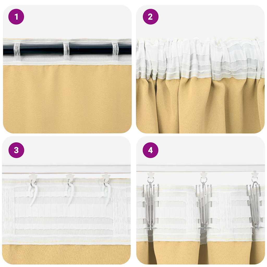 vidaXL Firany blackout z kółkami 2 pcs Beżowy 175 x 140 cm Poliester