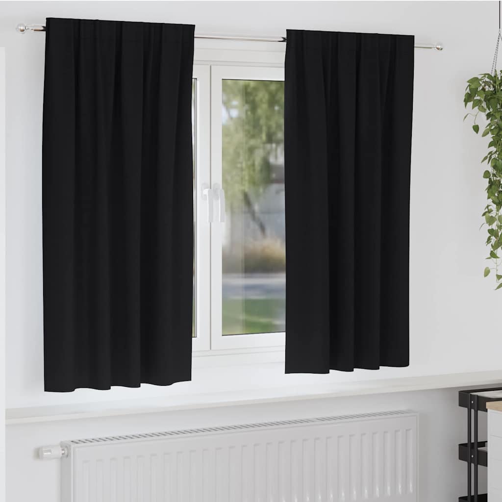vidaXL Firany blackout z kółkami 2 pcs Czarny 175 x 140 cm Poliester