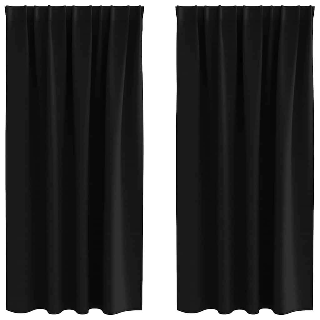 vidaXL Firany blackout z kółkami 2 pcs Czarny 175 x 140 cm Poliester