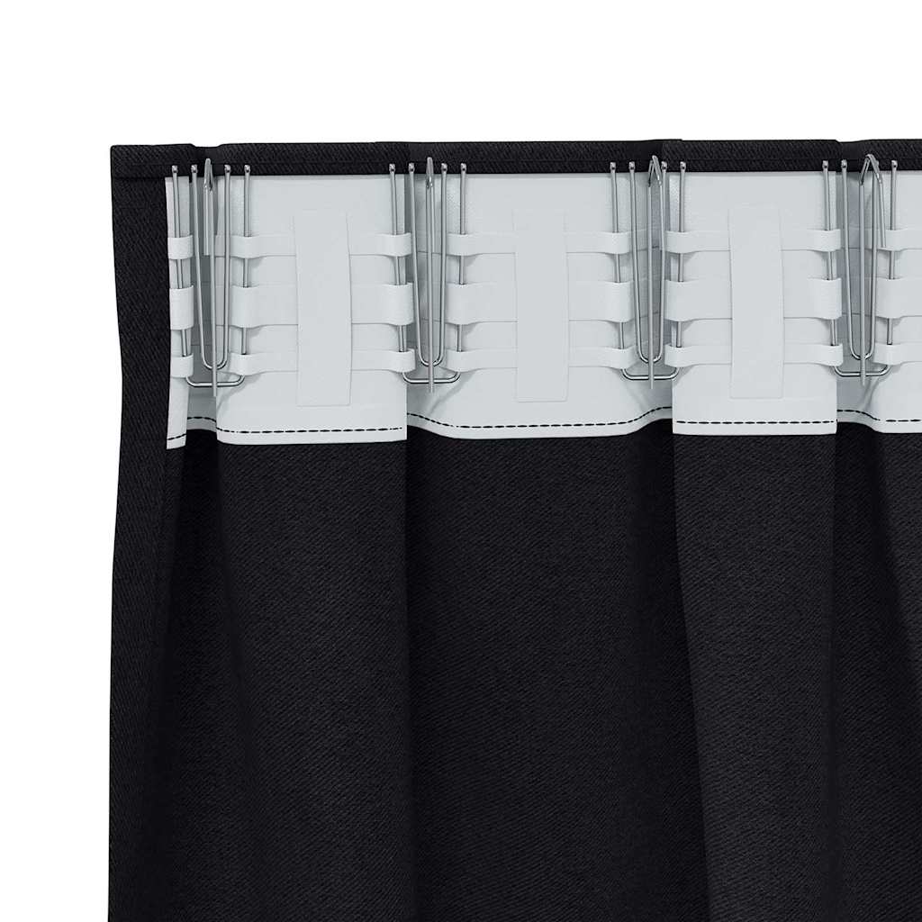 vidaXL Firany blackout z kółkami 2 pcs Czarny 225 x 140 cm Poliester