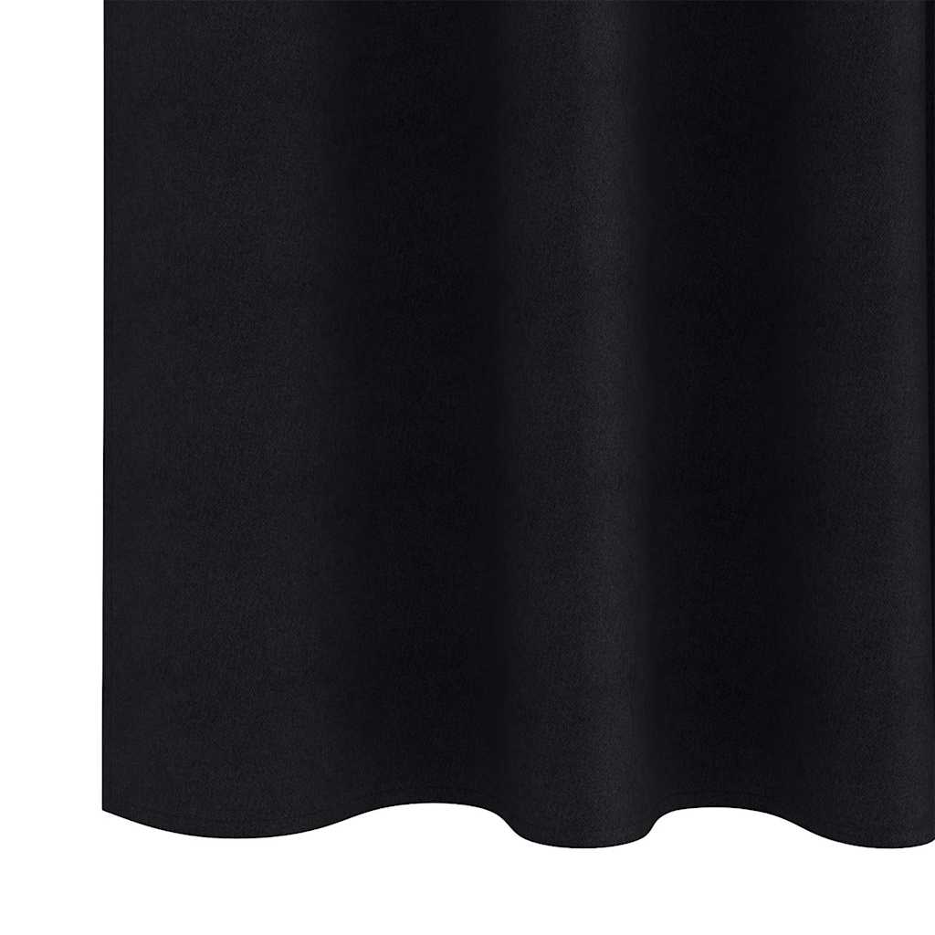 vidaXL Firany blackout z kółkami 2 pcs Czarny 225 x 140 cm Poliester