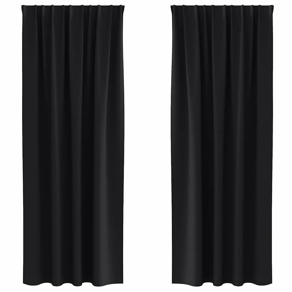 vidaXL Firany blackout z kółkami 2 pcs Czarny 245 x 140 cm Poliester