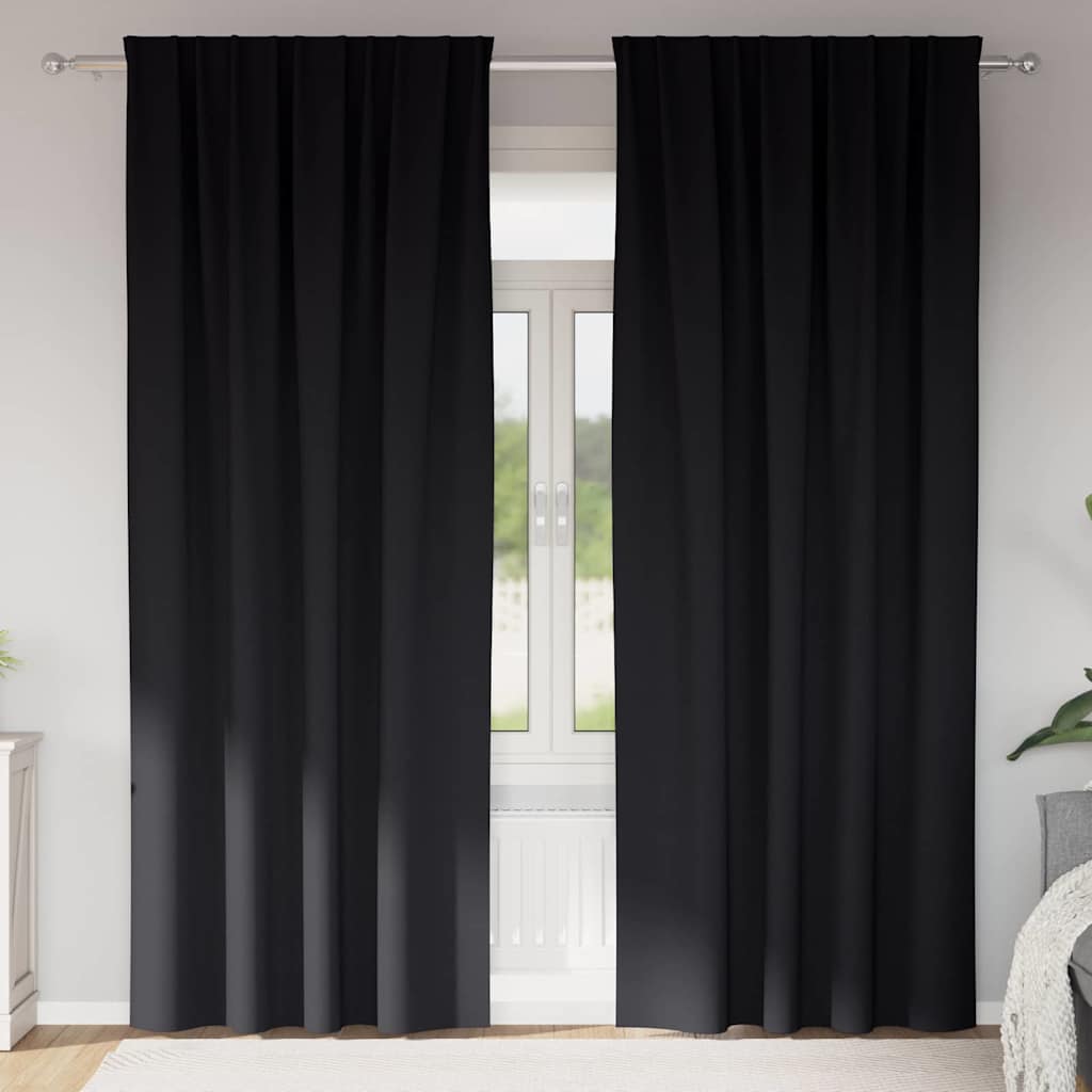 vidaXL Firany blackout z kółkami 2 pcs Czarny 260 x 140 cm Poliester