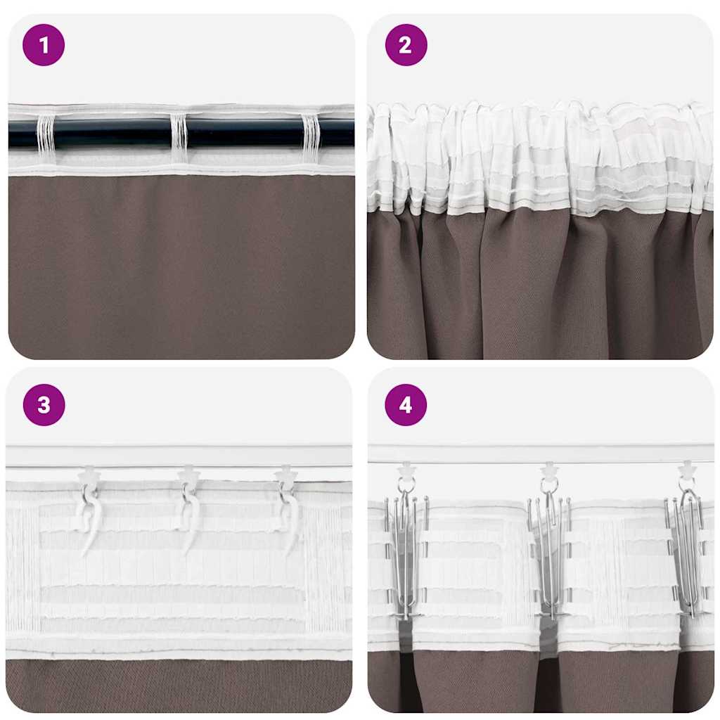 vidaXL Firany blackout z kółkami 2 pcs Ciemny brąz 175 x 140 cm